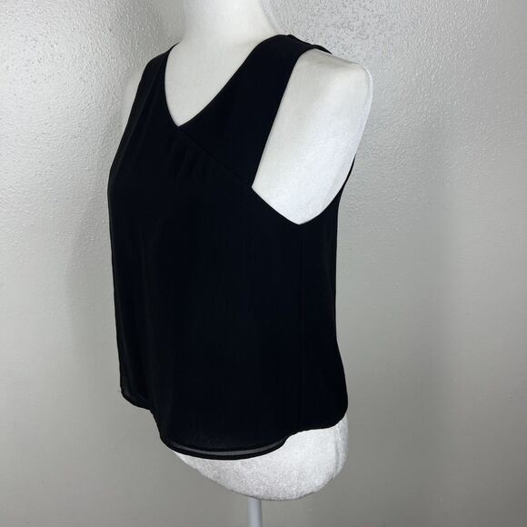Trouve Sleeveless Blouse Women Extra Small Black V-Neck Tank Top Career Casual - Picture 2 of 11